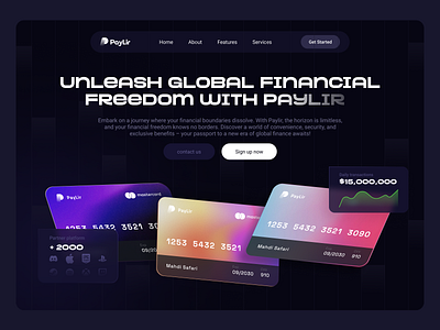 Credit Card Landing Page - Paylir banking creditcard dark hero landing page payment payment card ui visacard visual design