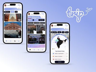 TRIP - An travel app app design design logo prototyping tour travel app typography ui ux vector