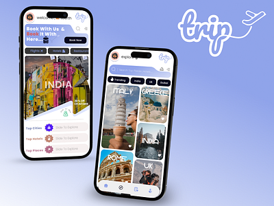 TRIP - An travel app app design design figma graphic design logo mobile design prototyping travelling typography ui ui ux design ux vector