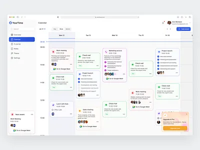 Calendar App SaaS activity app asana calendar clean clickup management minimal plan product product design saas schedule sidebar task task management team timeline ui uiux