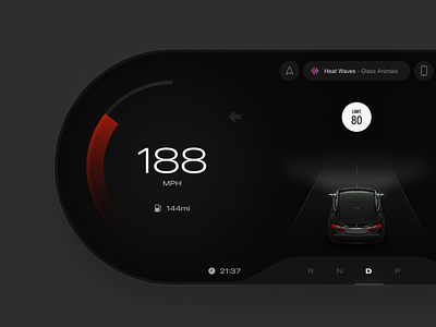 Car UI app automative black car chart clean dark dashboard design minimal mode red speed ui ux