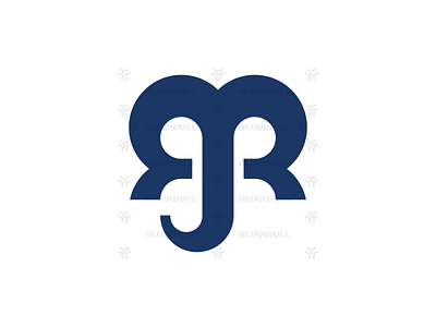 Letter Rj Elephant Logo africa animal art branding cute design flat graphic design head initial j jr letter logo mammoth minimal monogram r rj zoo