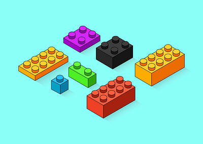 Lego Blocks (Day 2/30 Vector Art Illustration) 3d adobe blocks colorful design drawing figma gradient graphic design illustration illustrator lego linear playful shadows ui