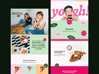 Yough website colorful ecommerce food fun homepage illustration landing page pizza playful retro stickers type typography urban web design website