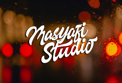 Lettering Logo for Masyafi Studio bold branding calligraphy creative design fonts graphic design illustration lettering logo logotype script studio typography