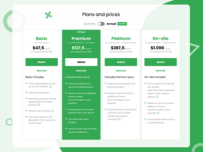 Plans and prices branding design interface mobile plans prices ui web design website