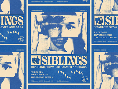 Siblings - Band Poster artwork band band poster design gig poster grain graphic design halftone illustration layout lettering music poster record sleeve texture typography