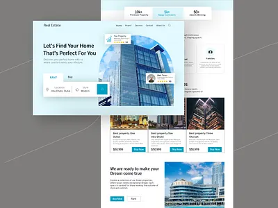 Real Estate Landing Page branding landing page light real estate ui uiux user interface