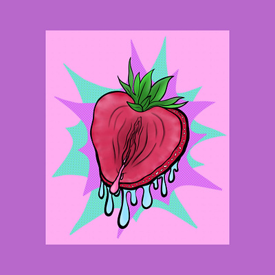 Only Fruits - Berrylicious design digital drawing femme food art fruit graphic art graphic design illustration lowbrow art pastels pop art strawberry