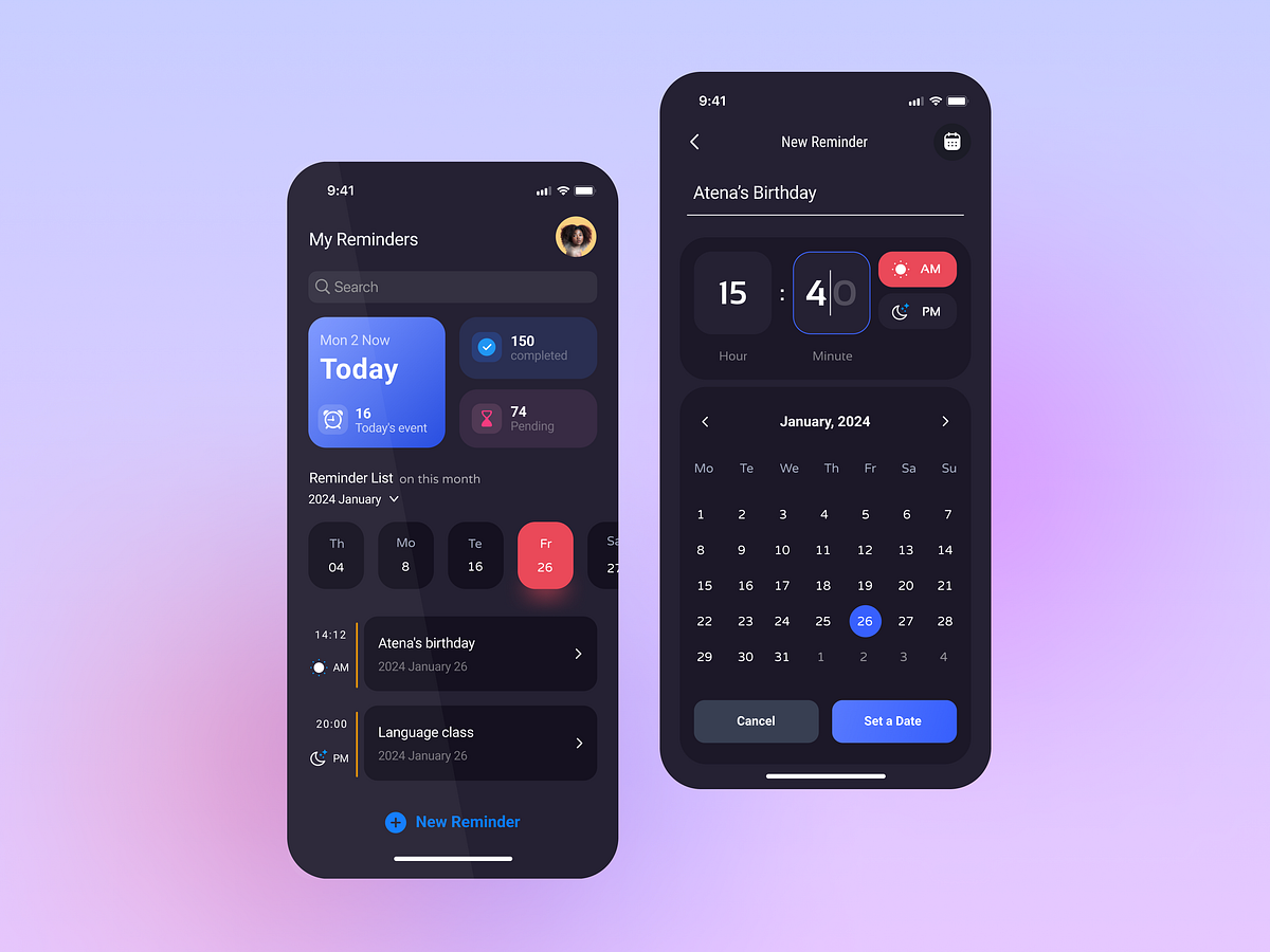 Reminder app designs themes templates and downloadable graphic