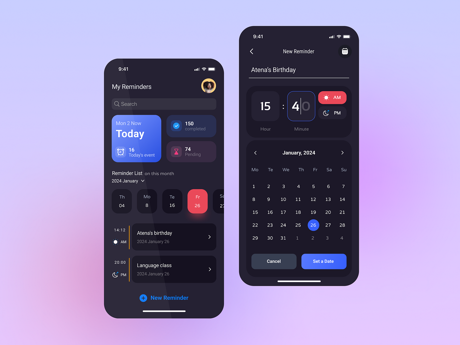 Reminder App by Atena Ahmadi on Dribbble