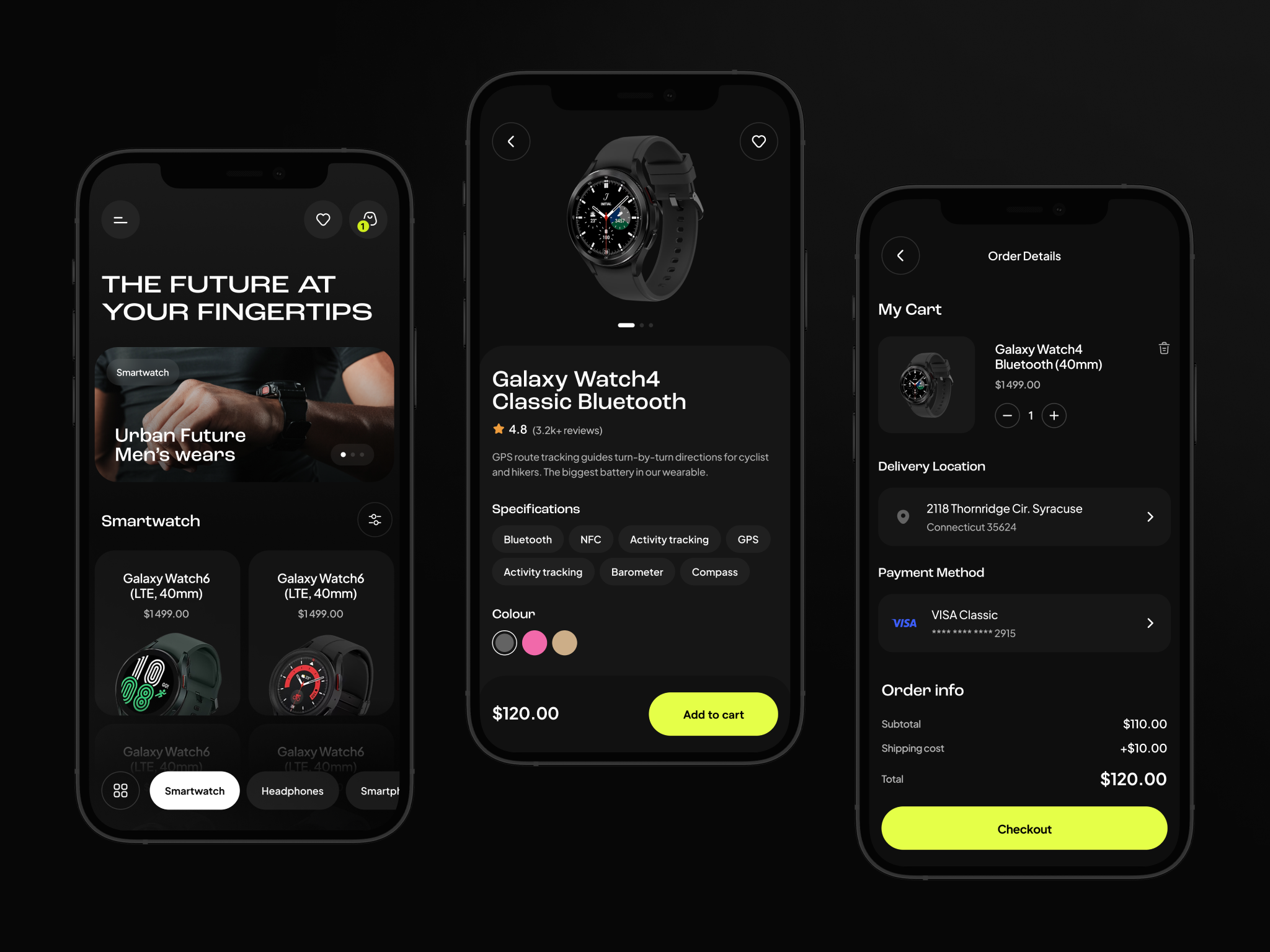 Smartwatch Store App app app redesign branding concept dark design graphic design logo redesign smartwatch store store app ui ux