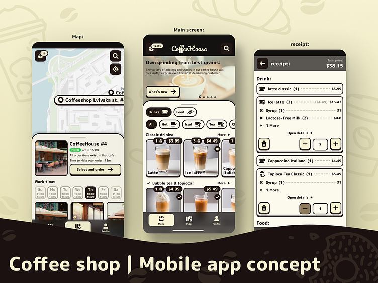 Coffee shop mobile app concept by Vadym Bas on Dribbble