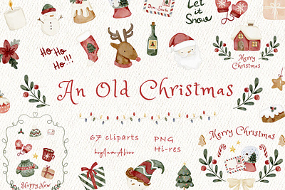An Old Christmas an old christmas noel watercolor clipart