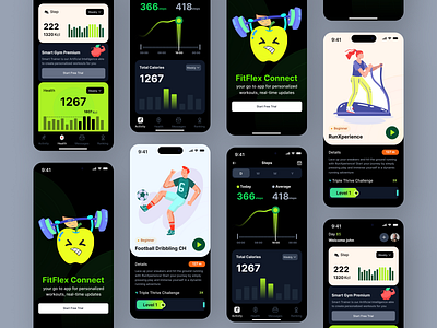 GymPulse-App app bodybuilder clean fitness football gym healty illustration minimalist mobile run ui ux