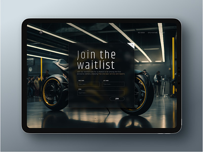 E-bike waitlist app bike black clean concept dark design emails futuristic ipad iphone mailing list modern ui ux website