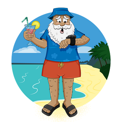 Santa on vacation cartoon illustration character design santa vector vector illustration