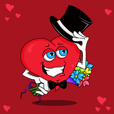 Valentine cartoon illustration character design gentlemen heart valentine vector vector character vector illustration