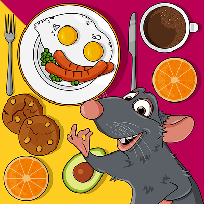Bon breakfast breakfast cartoon character cartoon illustration illustration rat remy vector vector illustration