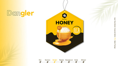 Dangler Design for Brand bees branding dangler design honey