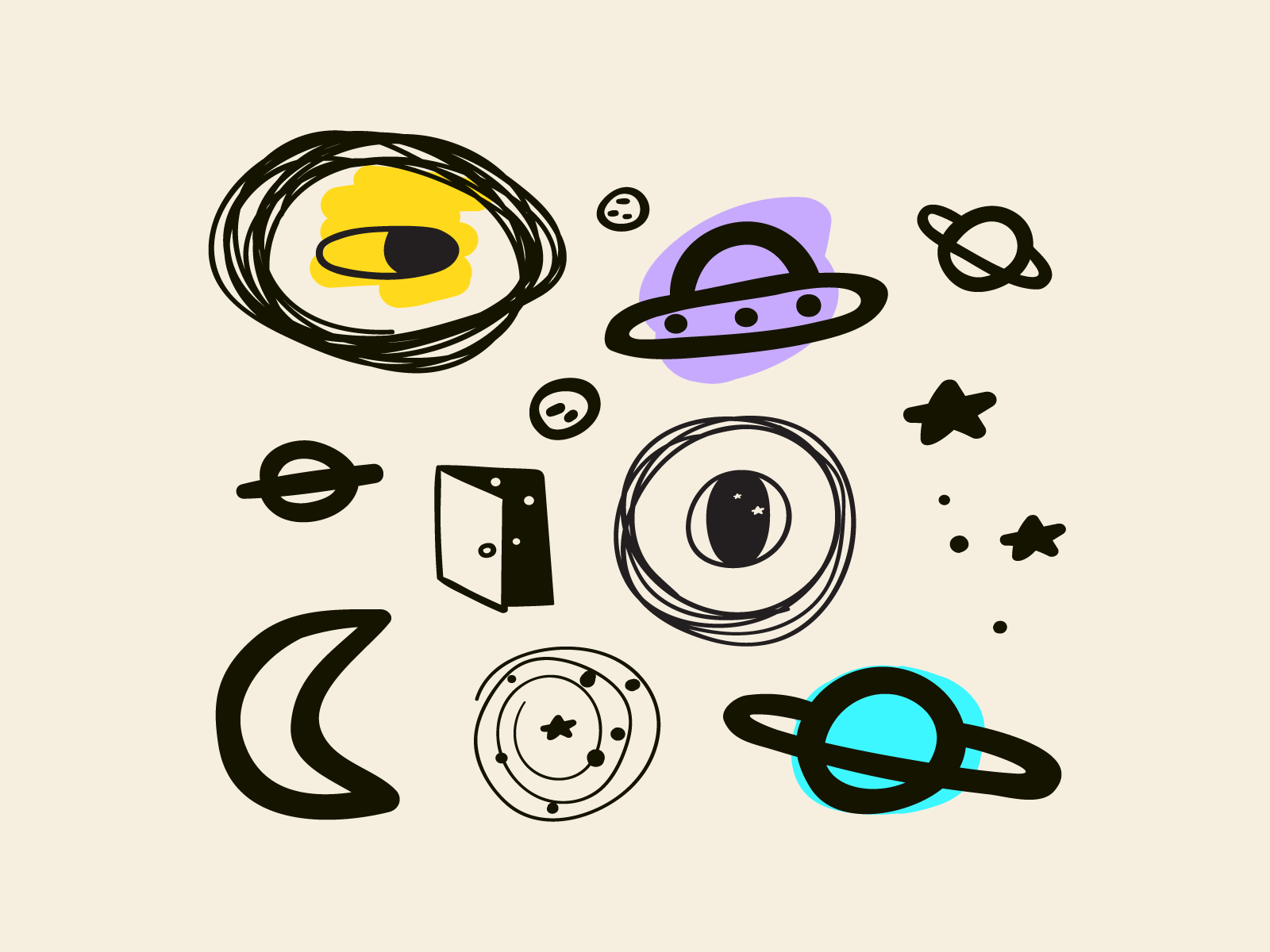 New dimension branding cosmos design dimension door eye fantasy flat graphic design icon illustration magic mark moon mystery planet saturn star