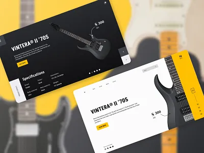Concept "first screen" for guitar store composition concept design figma first page guitar store guitars ui web design