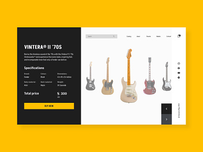 Concept "first screen" for guitar store composition concept design figma first page guitar store guitars ui web design