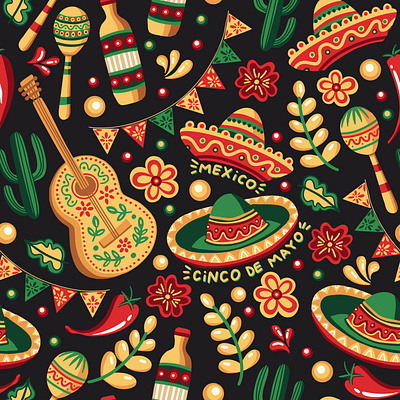 Cinco de Mayo Mexican Seamless Pattern cinco de mayo graphic design mexican mexico seamless pattern
