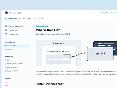 Documentation UI Design breadcrumb docs documentation inlang lateral nav nav items navbar tabs ui