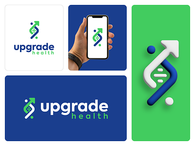Upgrade Health abstract ai arrow crypto daniel bodea data dna health kreatank logo logo design medical modern software startup tech technology