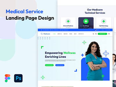 Medical Service Landing Page Design app branding graphic design landing page typography ui uidesignn uiux ux ux design website website design