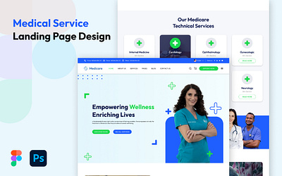 Medical Service Landing Page Design app branding graphic design landing page typography ui uidesignn uiux ux ux design website website design