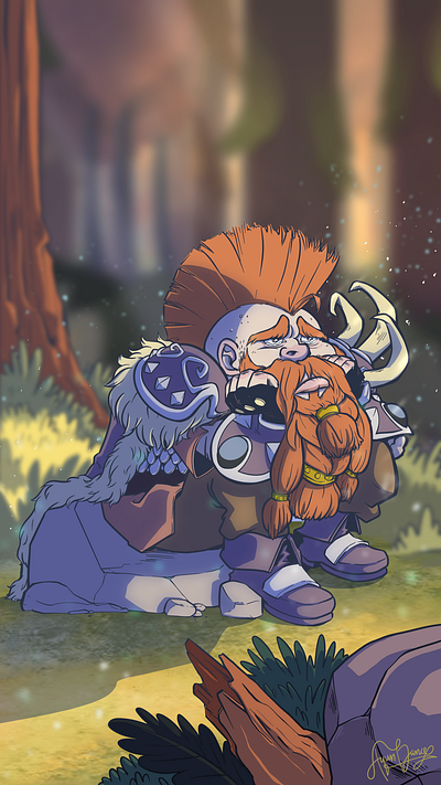 Sad Dwarf character design fantasy character illustration procreate