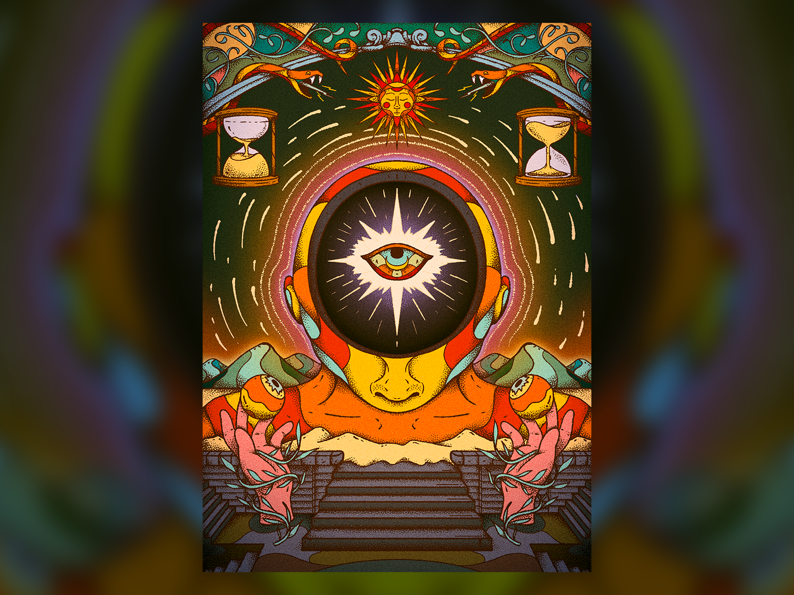 Journey to Self Poster astrology eye gig poster human human mind illustration journey mystery poster retro surreal vintage