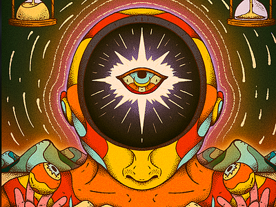Journey to Self Poster astrology eye gig poster human human mind illustration journey mystery poster retro surreal vintage