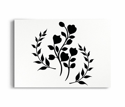 Black Silhouette Flowers Art black branches cute design exotic illustration leaves lineart silhouette summer