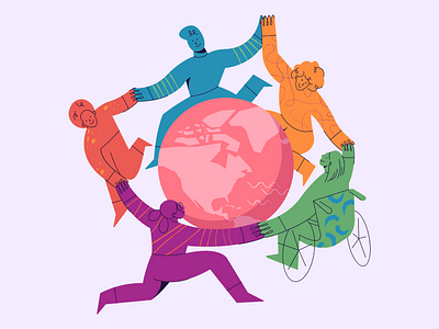 Holiday card illustrations ada bright circle diversity earth globe holding hands holiday illustration illustrator inclusive inclusivity interactive peace people vector wheelchair winter world world peace