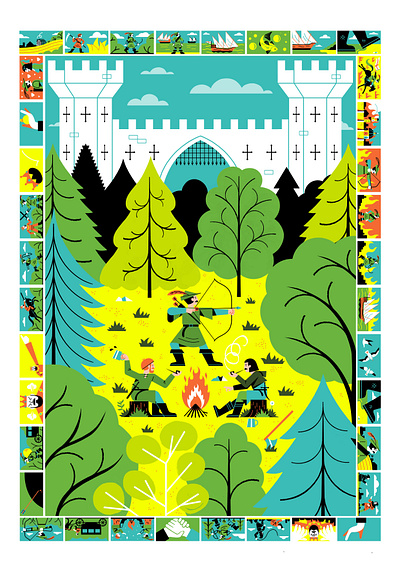 The Tales of Robin Hood - Screen print art artist exhibition illustration print making screen print screen printing