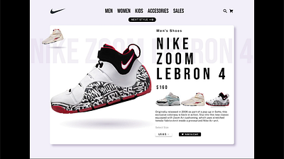 Nike Zoom Lebron 4 Page design figma graphic design illustration motion graphics typography ui ux vector