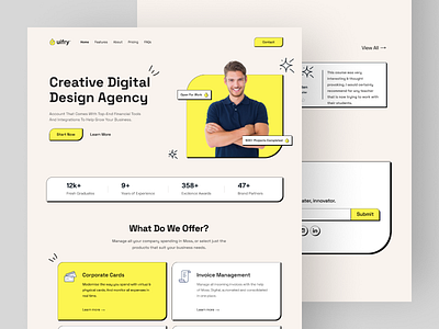 Creative Agency Landing Page analytics app ui branding cards design figma graphic design illustration ui