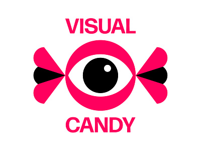 Visual Candy Logo black branding candy design digital editorial eye icon illustration logo logogram minimal pink simple vector visual
