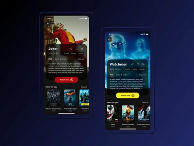 Movie page for an app app design figma joker mobile movie plot watch watchmen