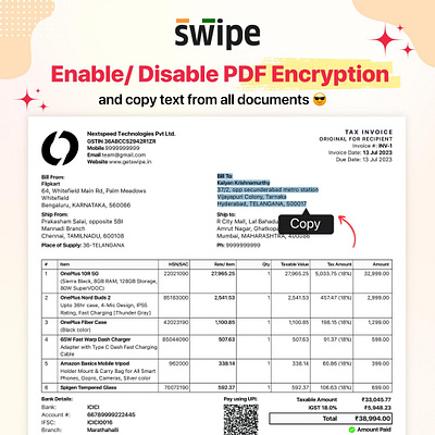 India's #1 Billing App billing branding encryption graphic design illustration invoicing marketing new feature pdf swipe