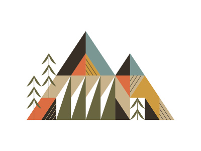 Geometric Mountains abstract forest geometric illustration modern mountain outdoor summit trees