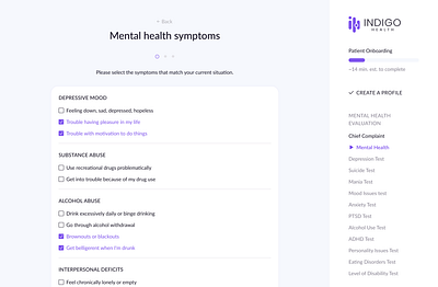 Mental health symptoms figma health mental onboarding