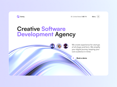 Agency landing page header 3d app branding landingpage saas ui uiux ux web web design webdesign website