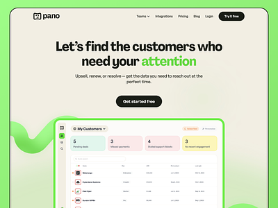 pano branding & landing page 3d bold branding green landing page logo modern