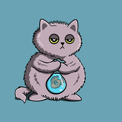 Dissatisfied cat cartoon illustration cat character design illustration procreate