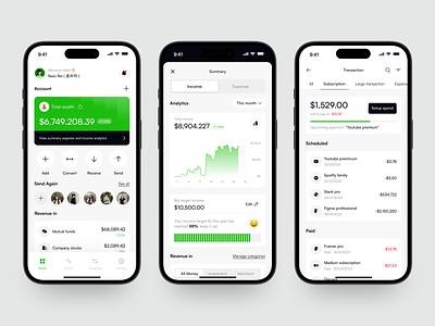 Saved - Wealth Management App app bar chart clean clean design finance income line chart management finance management wealth merchant minimalist mobile payment revenue rich savings statistic ui design wealth widget