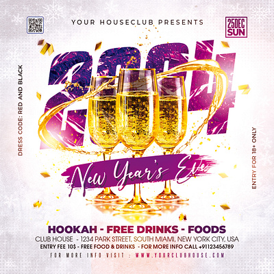 New Year Flyer christmas 2023 christmas eve club flyer dj party flyer template happy new year happy new year party holiday instagram ladies night merry christmas new year new year 2024 new year party new years new years eve nye 2024 nye party xmas tree